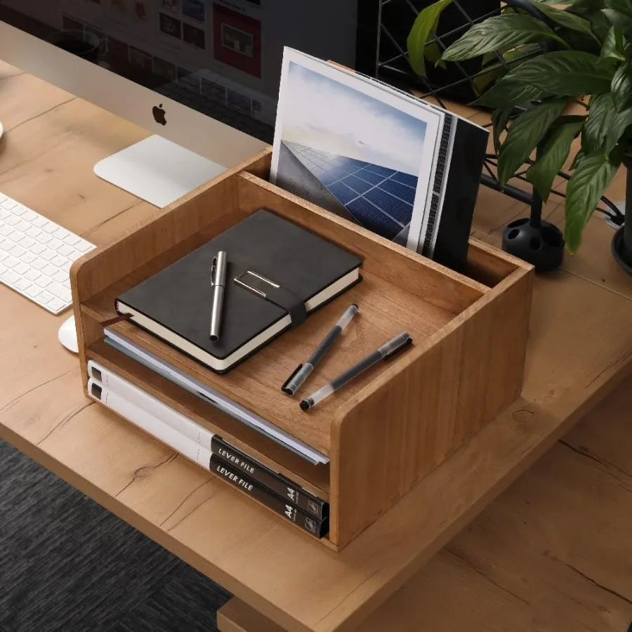 3-х уровневый настольный лоток для писем для офисного стола, органайзера и аксессуаров, деревянная папка для файлов, держатель для бумажных документов, органайзер для почты, сор.