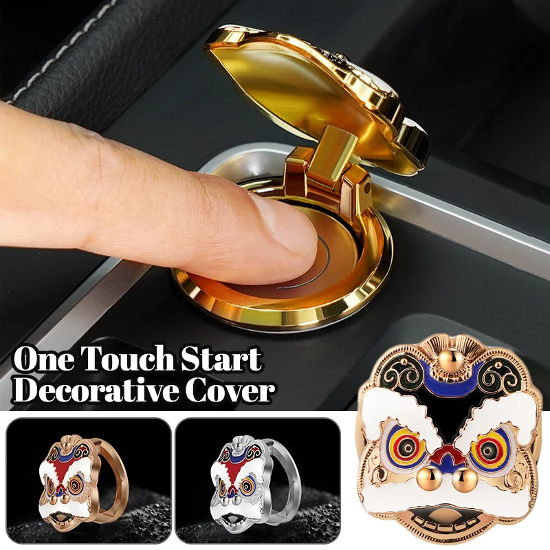 China-Chic Leeuw Auto Start Key Beschermende Cover Decoratie Sticker Ontsteking Ring Button Flip Cover Auto-interieur Modificatie