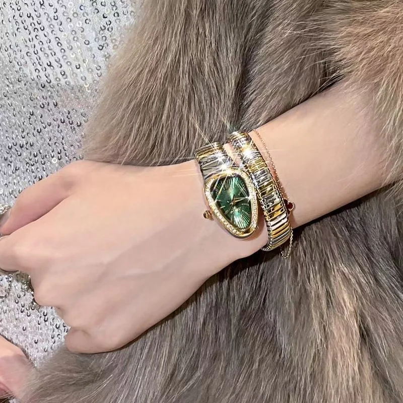 2023 New Women's Snake-Shape Bracelet Watch Luxury Fashion Ladies' Wristwatch Elegant Designer Timepiece for Women