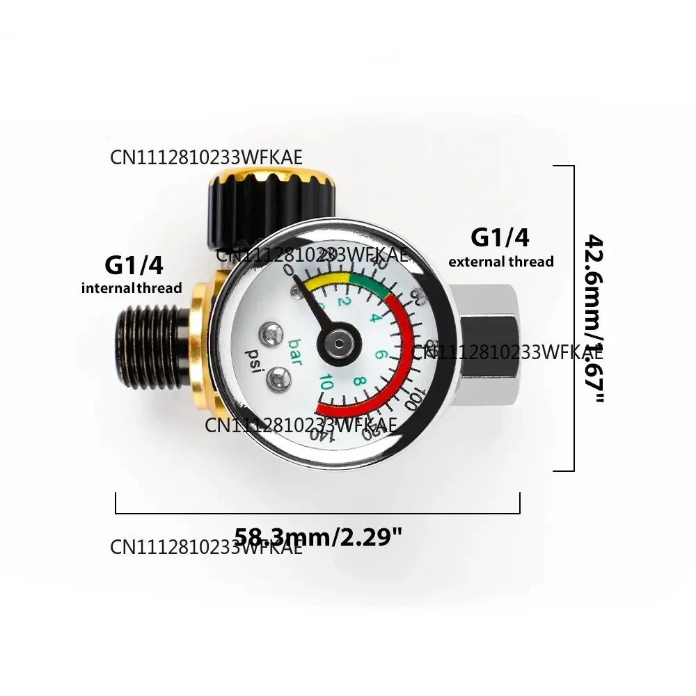 New Spray Paint Air Pressure Regulator 0-140PSI G1/4 Thread Pressure Gauge Pneumatic Tool Accessory Air Compressor for Air Too