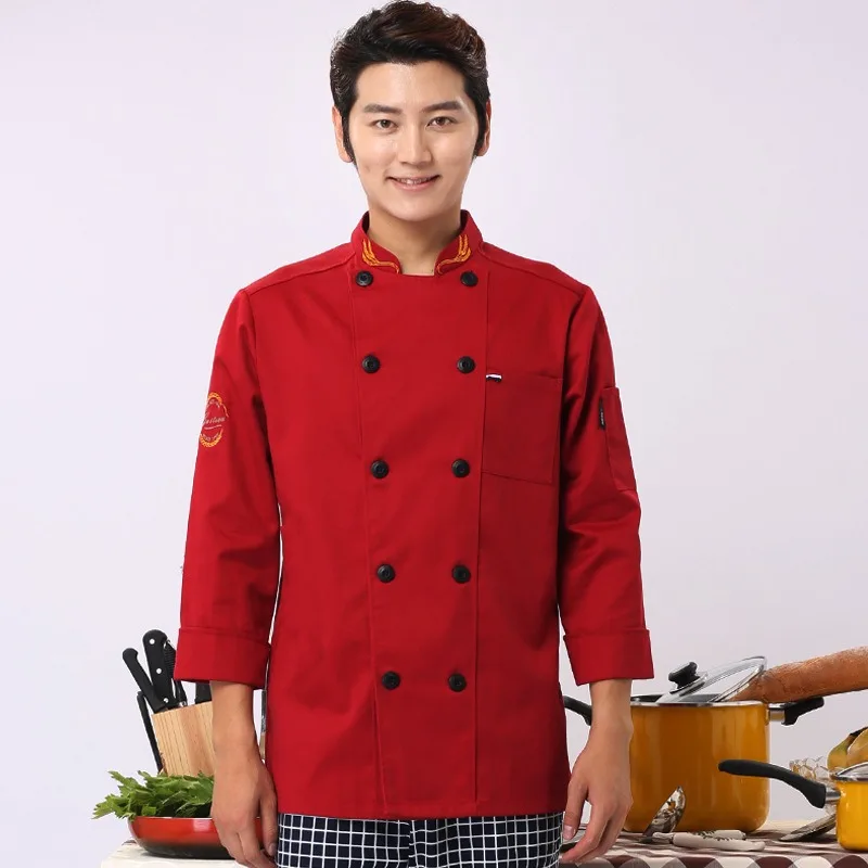 Catering Chef Overalls Men's Hotel Restaurant Cafeteria Baking Pastry Back Kitchen Chef Clothes Long Sleeves