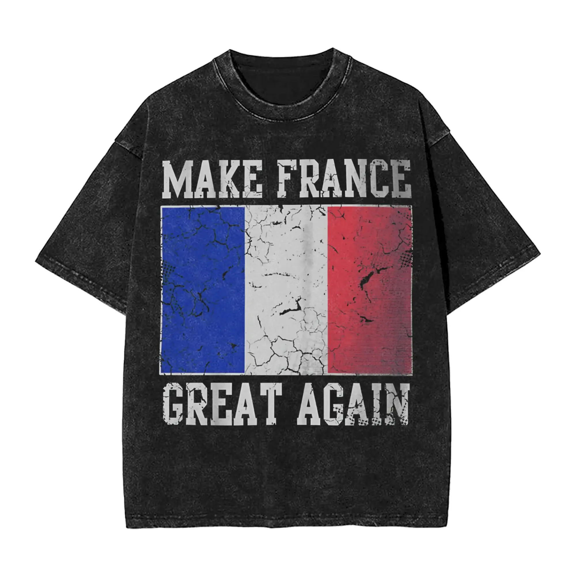 Make France Great Again  T Shirt Hip Hop Washed Short Sleeve Oversize T-Shirt  Vintage Men Women Streetwear Graphic Tops Tees