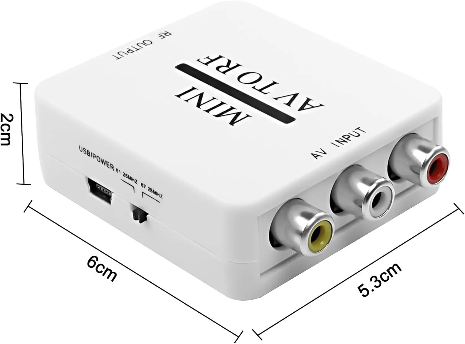 AV CVSB to RF Video Adapter Converter AV to RF Scaler TV Switcher Support RF 67.25Mhz 61.25Mhz for TV VHS VCR DVD