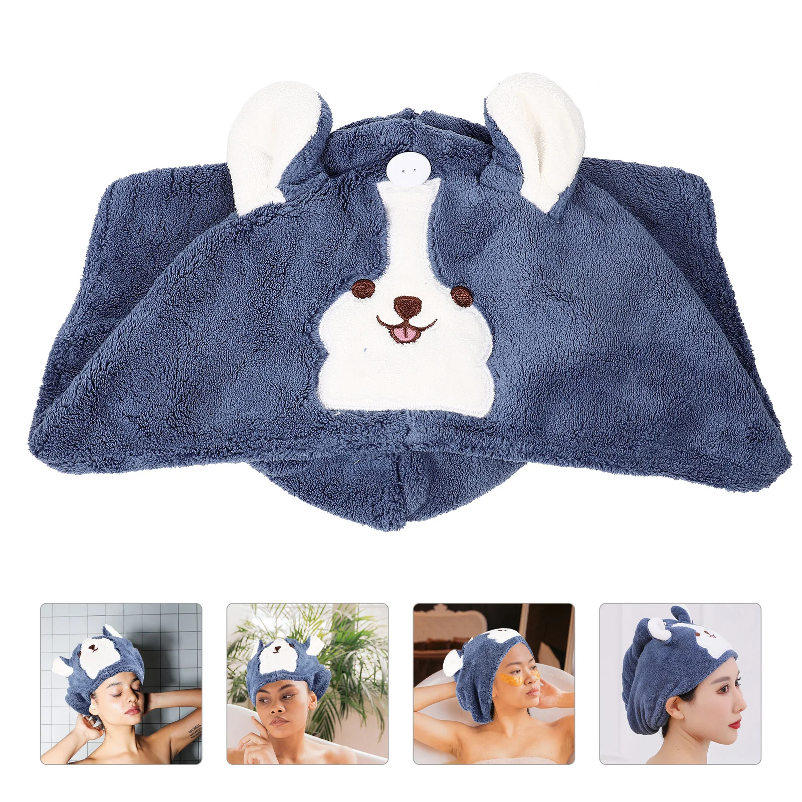 

Cartoon Soft Coral Fleece Hair Drying Hat Thicken Absorbent Hair Towel Wrap Quick Dry Bath Shower Cap Cartoon Bath Absorbent Hat