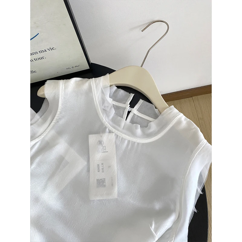 중국산 슬림 레이스 트림 아세테이트 탑 여성용 패셔너블 여름 신상 스트랩 베스트 스트레이트 컷 출퇴근용...