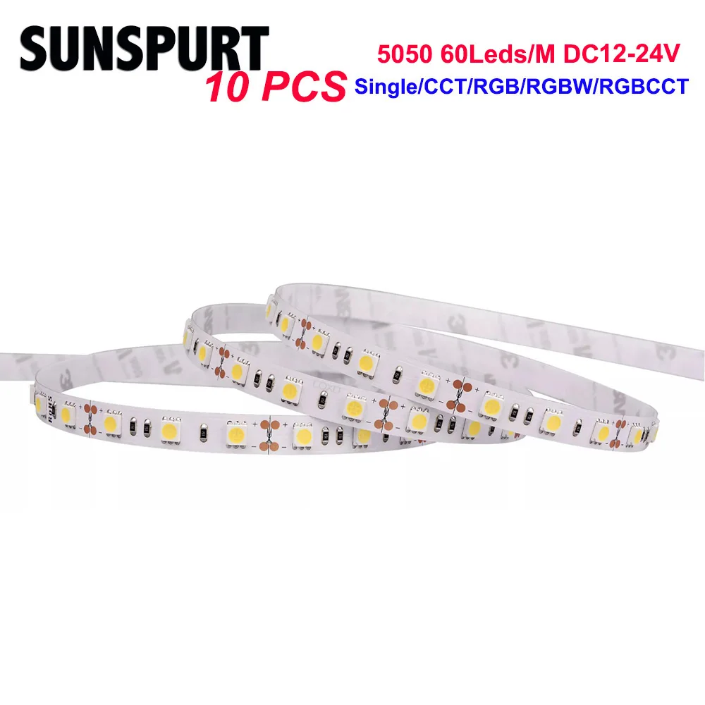 LED Strip 5050 DC 12V 24V RGB Warm White 5 Meter Waterproof Flexible Light Stripe 60LED/MLed Tape Luces Lamp Ribbon Tv Backlight