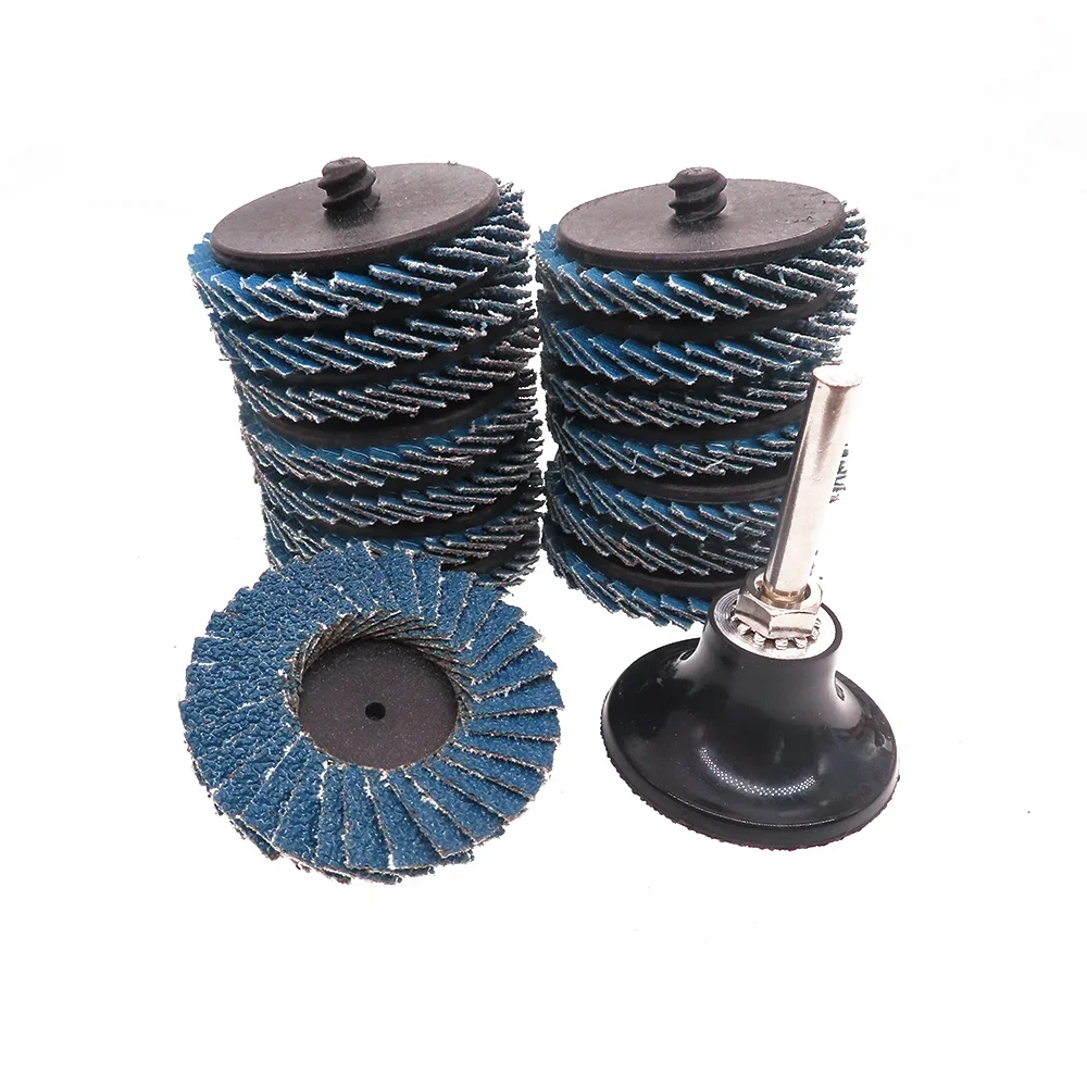 31pcs 2Inch Zirconia Alumina Flat Flap Disc Roll Lock Grinding Sandpaper Wheels with 1/4 inch Holder 40/60/80 Grit