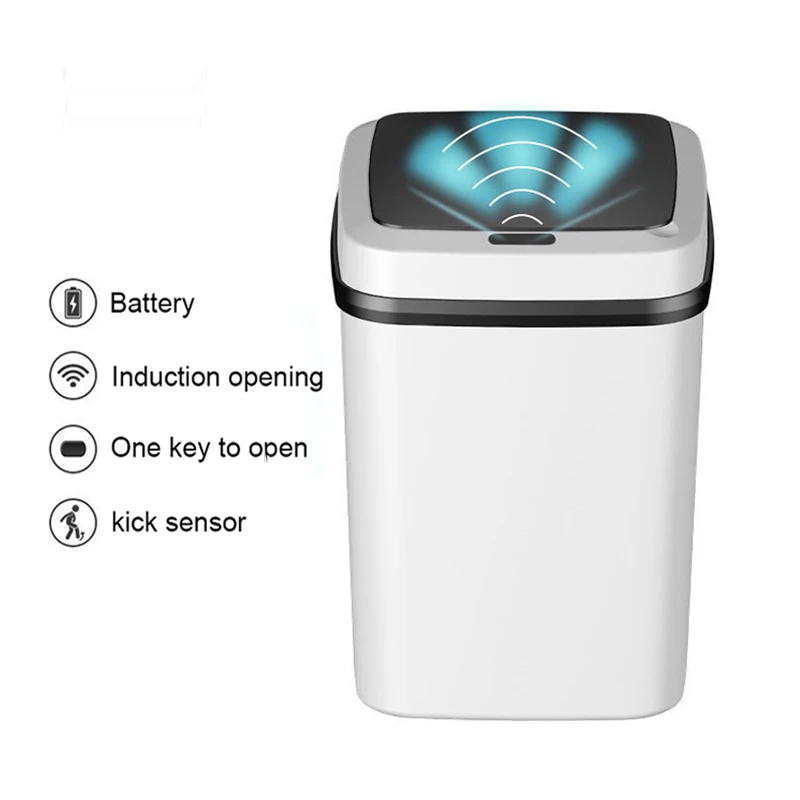 

Automatic Kitchen Trash Can with Smart Sensor, Touchless Waste Bin, Bathroom and Toilet Dustbin, Kick Vibration Garbage Bucket,