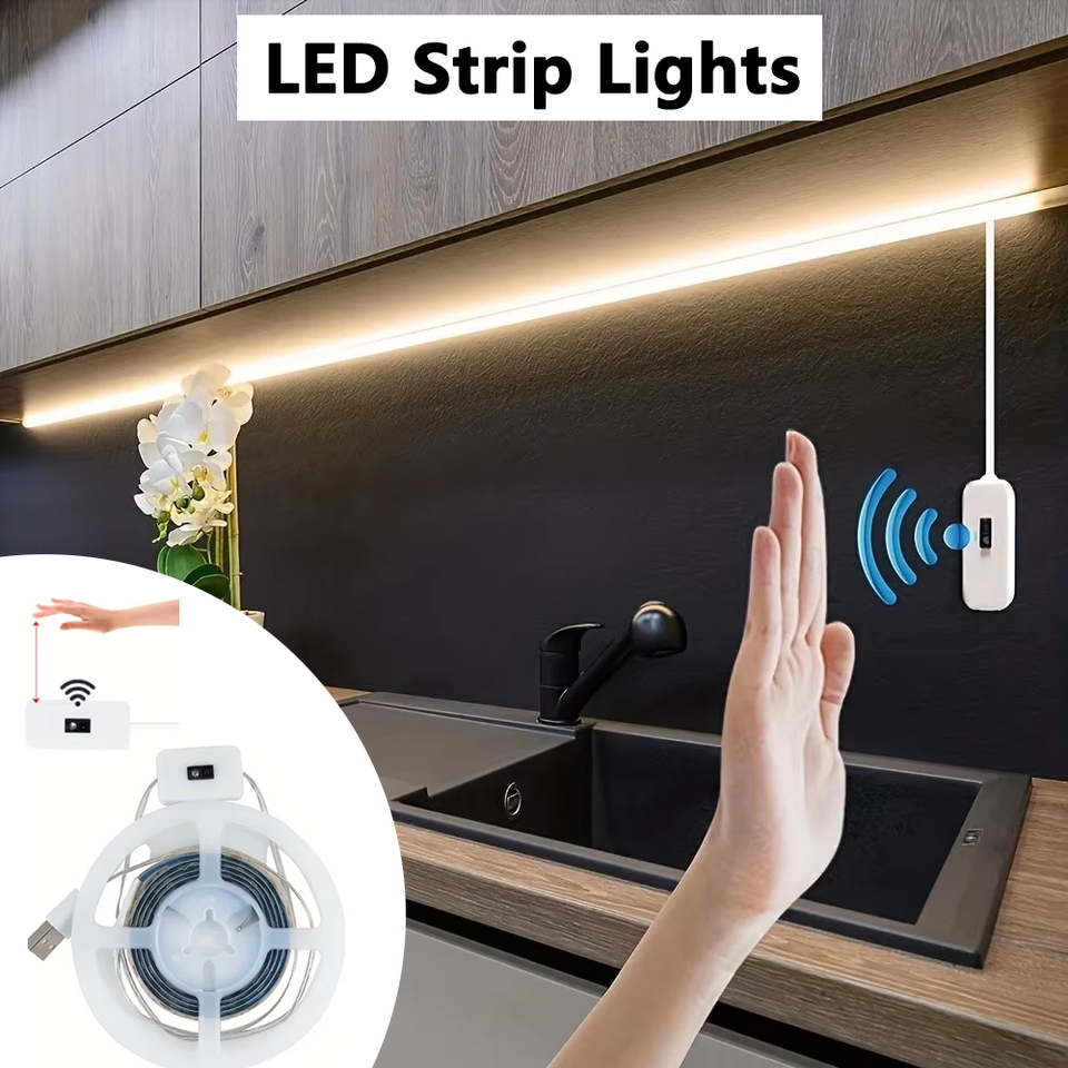  1M LED Night Lamp USB Motion Sensor Dimming LED Strip Lights Nightlights TV Backlight Kitchen Hand Sweep Waving Tape Diode 