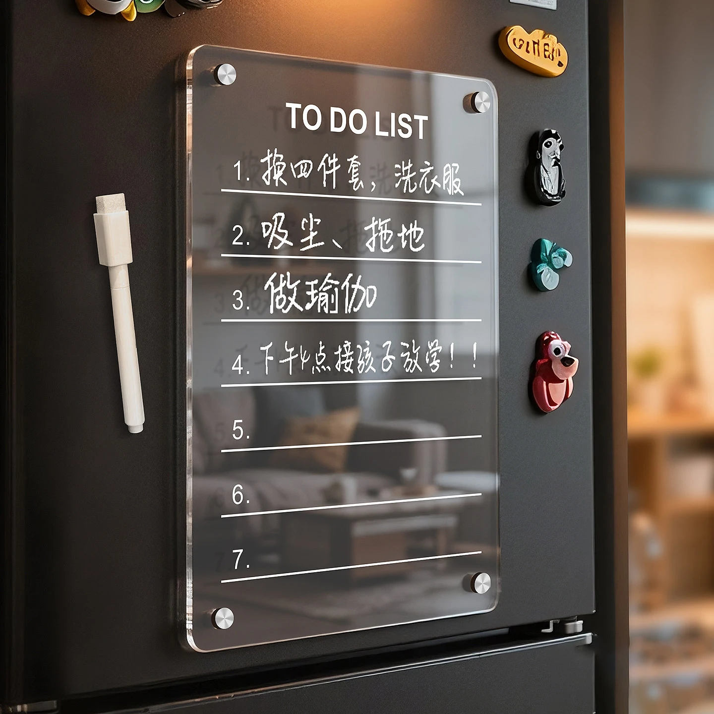 Magnetic Refrigerator Message Board & Display — Premium Home Decor, Erasable Planner, Writing & Memo Whiteboard
