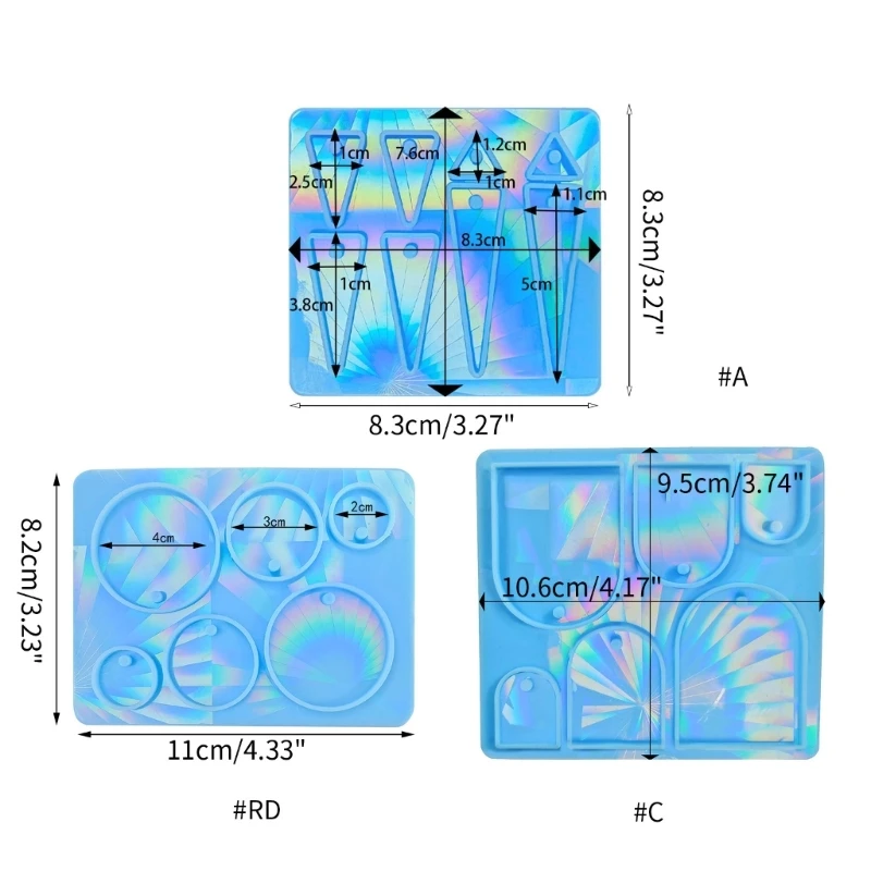 Holographic Resin Silicone Mould DIY هندسي حلق سلسلة المفاتيح قلادة العفن