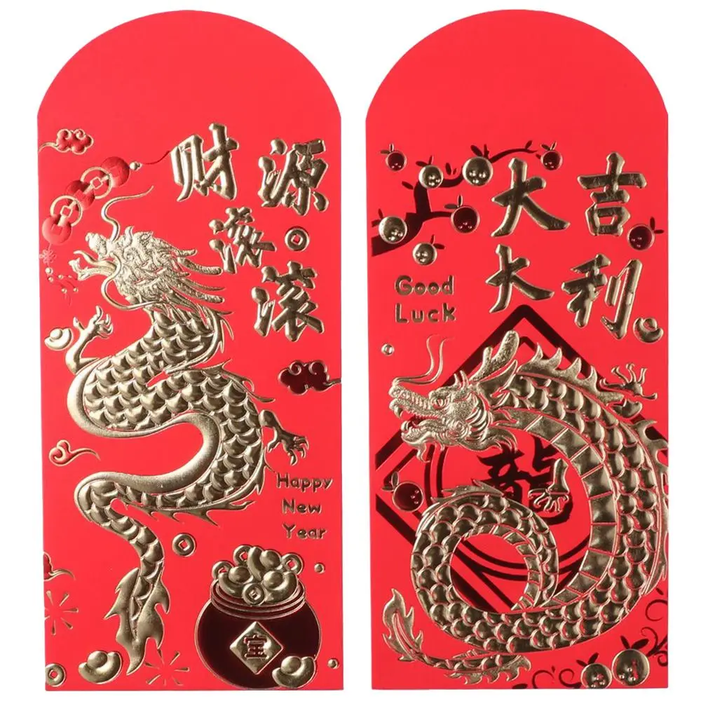 36 PCS Lucky Cartoon New Year Red Envelope Large Thick Dragon Hot Stamping Envelopes Durable Red