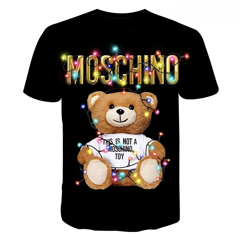 2025 New Summer Moschino Couple T Shirt Men Fashion Streetwear Women Printed Children T-Shirts Cool Tee