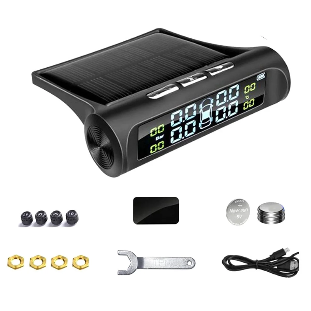 1Set Solar Power TPMS Tire Pressure Alarm Monitor System Auto Security Alarm Systems Tyre Pressure Temperature