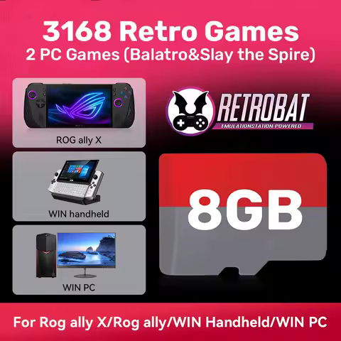 Gaming TF Card With 3168 Retro Games&amp;2 PC Games For Rog Ally/Rog Ally X/GPD WIN4/LEGION GO/WIN PC&amp;Laptop 8GB Game Card Plug&amp;Play