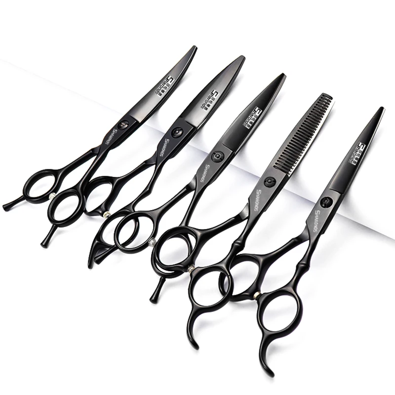 Hairdressing salon hair clippers, professional and authentic 6-inch hairstylist specific flat scissors, thin tooth scissors set.