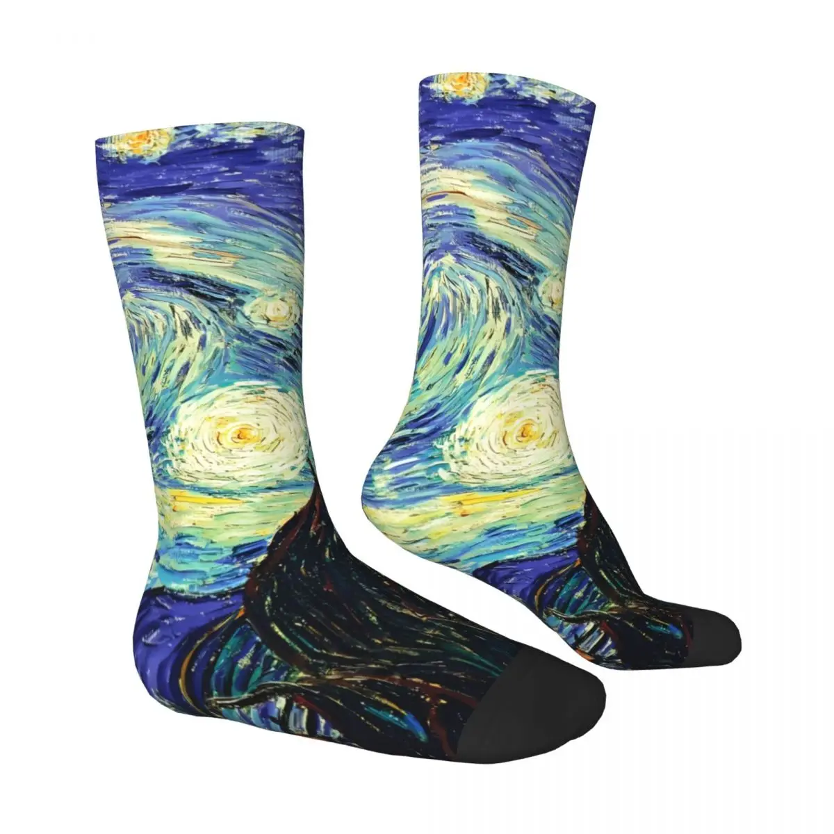 Abstract Night Oil Painting Printing Van Gogh Oil Painting Socks Male Mens Women Autumn Stockings Hip Hop