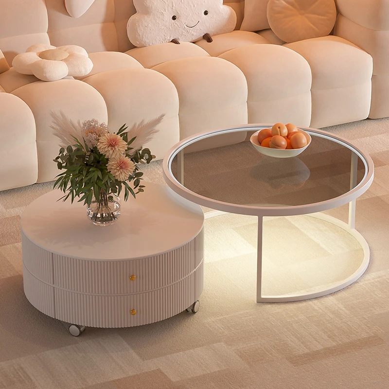 طاولات قهوة فاخرة لطيفة، طاولات مستديرة حديثة، طاولة قهوة بسيطة، تصميم دائري، أثاث منزلي لصالون ميسا سنترو الفاخر #1