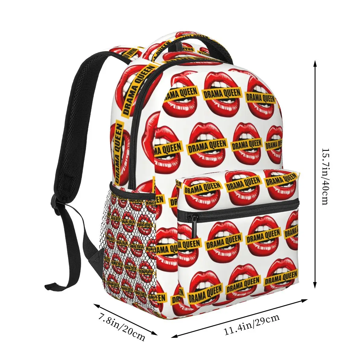 Funny Lips Drama Queen Print Backpack Student Boys Girls BookBag Children School Bag Laptop Shoulder Bags for Men Women