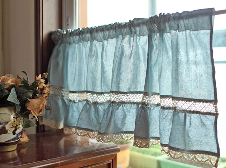 

50x180 см, синяя кухонная занавеска, для украшения дома, кофейная занавеска, роскошная кухонная короткая занавеска, полутеневые маленькие шторы