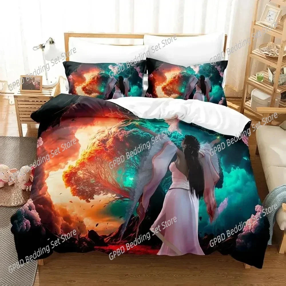 New Mother earth blacklight Bedding Set Boys Girls Twin Queen Size Duvet Cover Pillowcase Bed Kids Adult Fashion Home Luxury