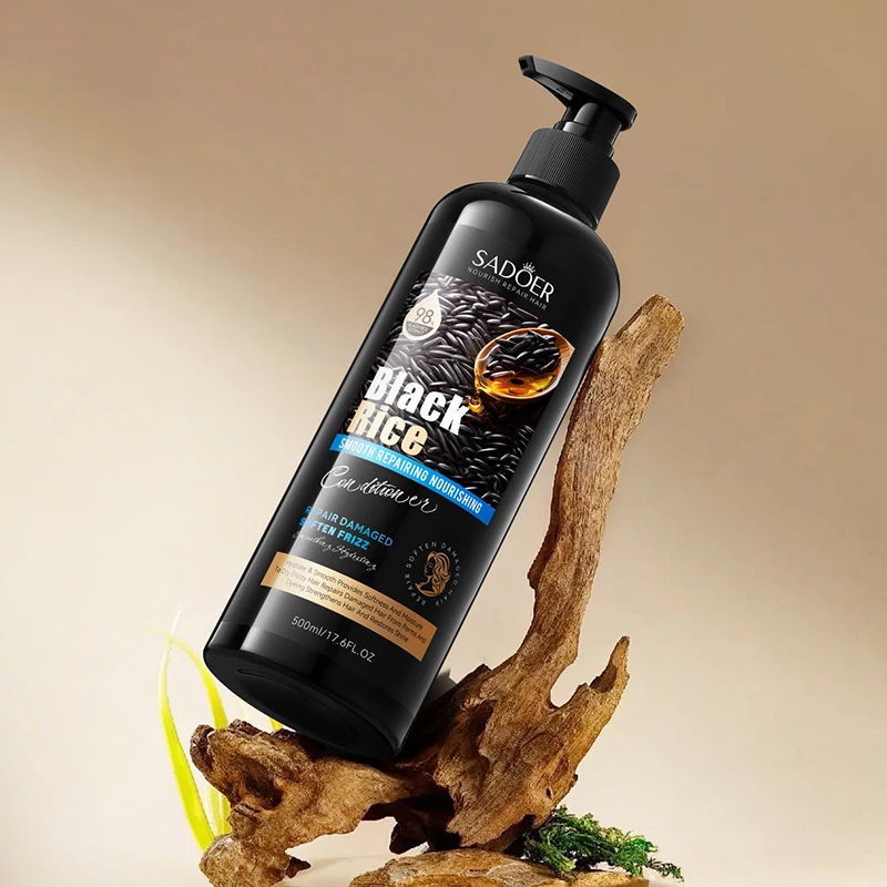 

SADOER Black Rice Hair Conditioner Nourishing Repair Soft Hair Conditione Anti Hair Break Cleansing Shampoo 500ml