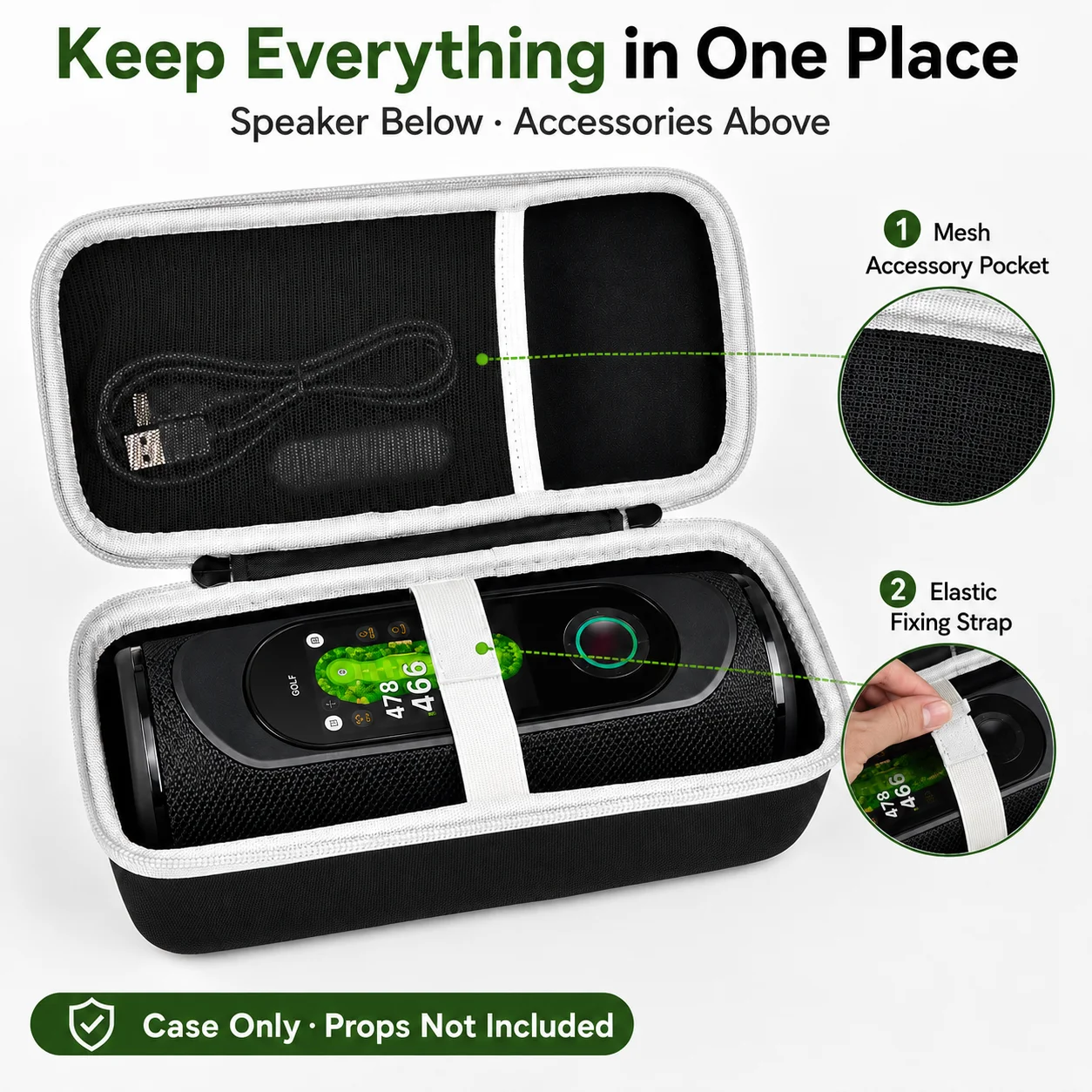Golf Speaker Carrying Case For MiLESEEY GeneSonic Pro, Hard EVA Travel Storage with Mesh Pocket for Golf Course Trips, Case Only