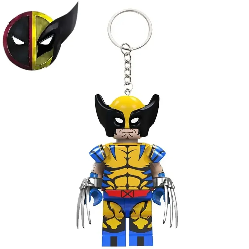 Deadpool & wolverine chaveiro super-herói criativo blocos de construção dos desenhos animados pingente saco chaveiro acessórios brinquedos fãs presente