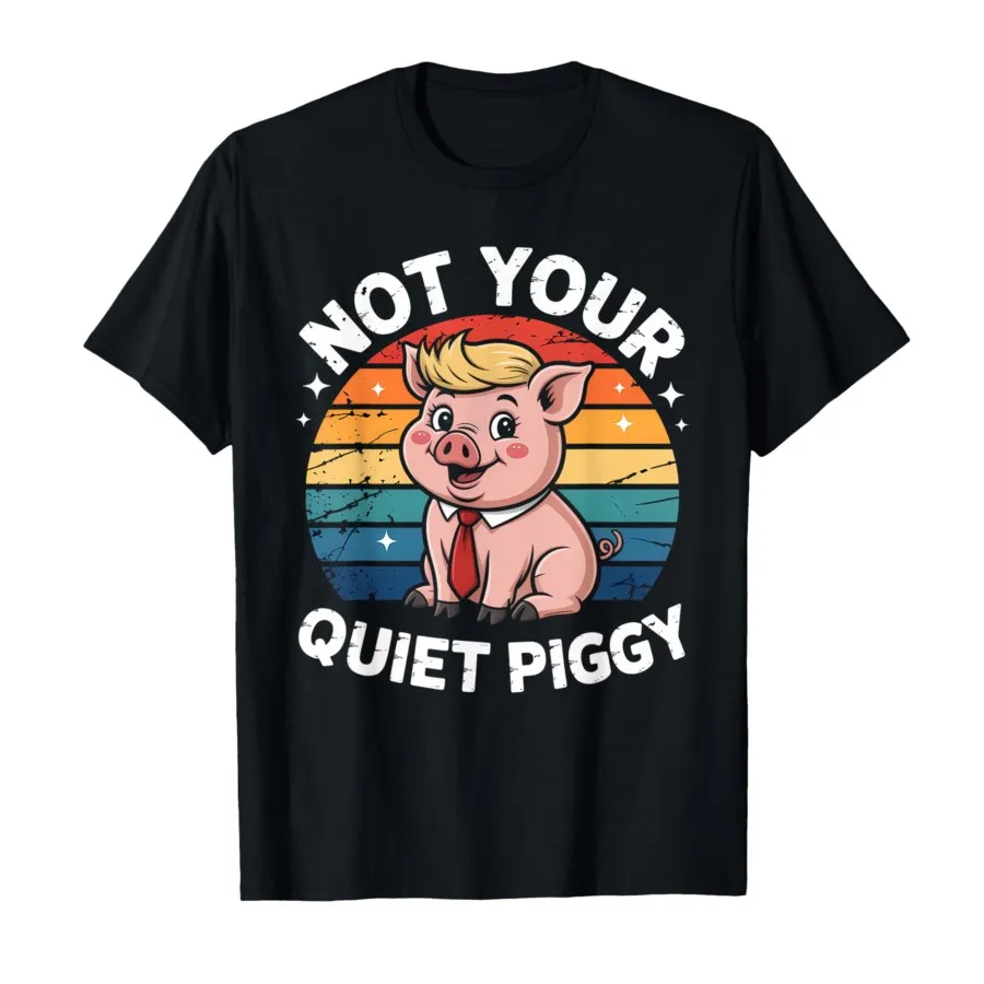 Camiseta Not Your Quiet Piggy Hair y Red Tie Boss Pig Art para hombres y mujeres, camisetas 100% de algodón, camisetas de manga corta 1124-2