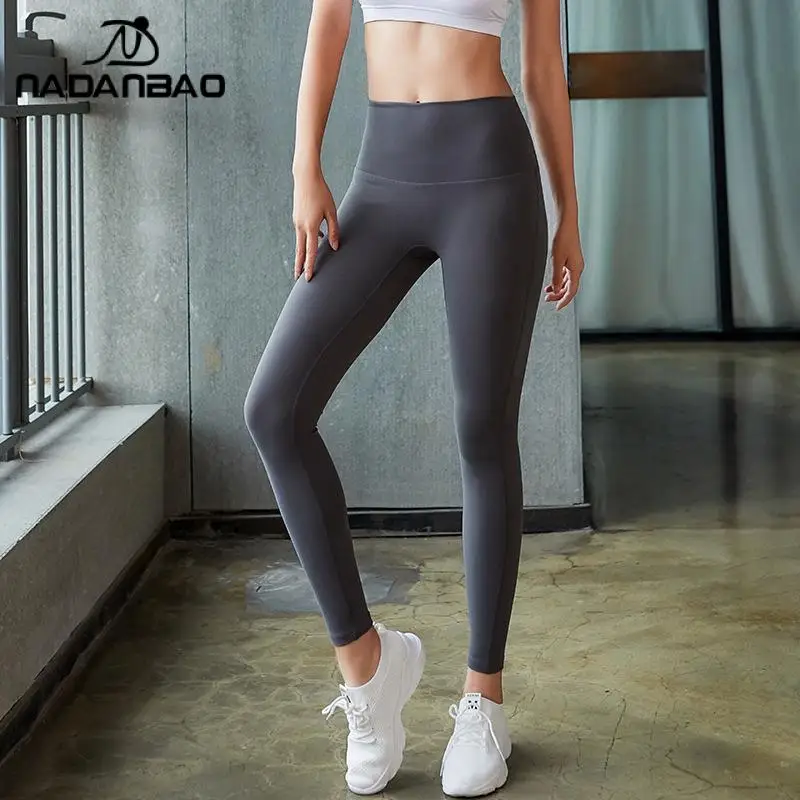 Nadanbao-nylon leggings esportivos para mulheres, cor sólida, rosa, stretch, slim, hip lift, elástico, casual, ginásio