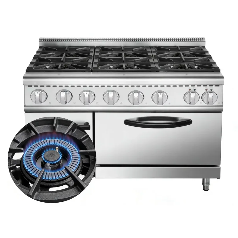 Outdoor stainless steel 6 burner portable gas cooktop with electric oven cooking equipment