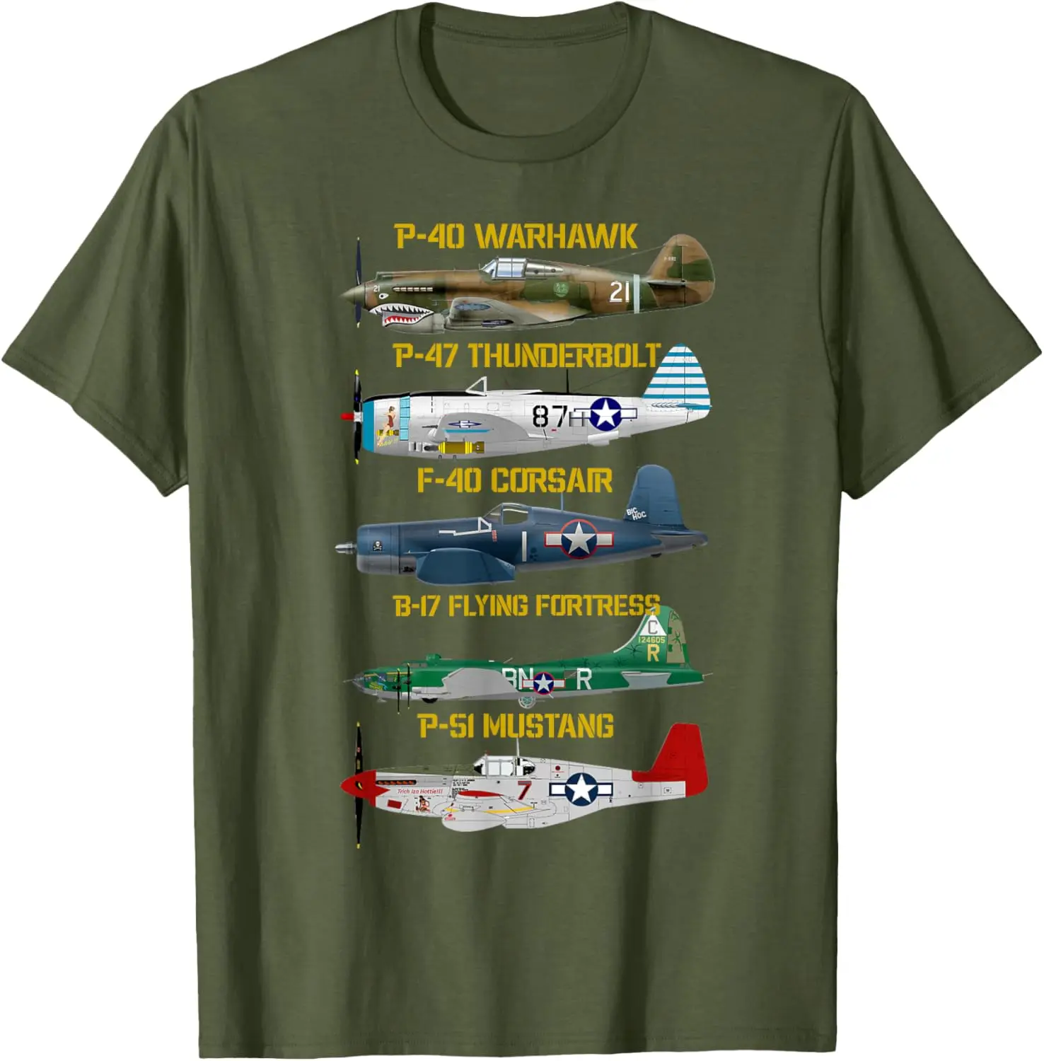 

WW2 Planes Warbirds Warplanes Men T-Shirt Short Sleeve Casual 100% Cotton Shirt