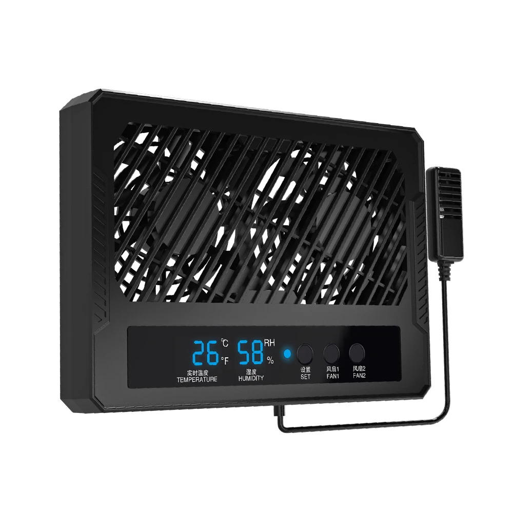 Smart Dual Row Fan Reptiles Amphibians Lizard Crawling Pet Feeding Box Constant Temperature Humidity Integrated Screen Display