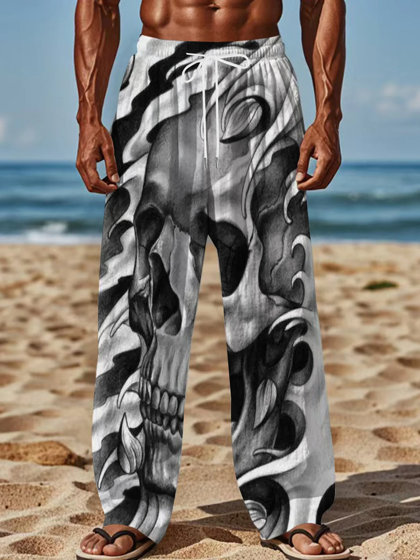 Beliebte Unisex-Jogginghose mit Drachenmuster, Gerade Geschnittene Gothic Urban Streetwear-Sweatpants für Clubnächte und Alltags-Streetwear – Detail 6