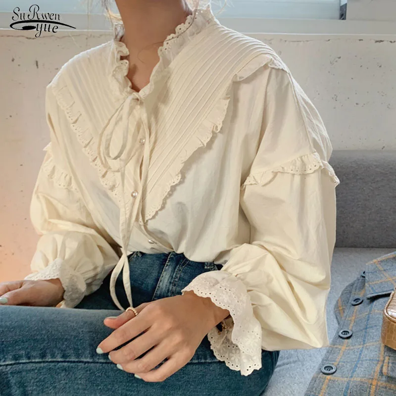 Blusas Mujer De Moda 2023 Casual Women Shirt Spring Loose Vintage Tops Korean Style Long Lantern Sleeve Women Blouse Elegant