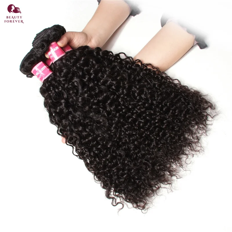 Beauty Forever Grade 12A Brazilian Curly Human Hair Bundles With Closure 100% Raw Virgin Human Hair Bundles 3 Pcs/lot