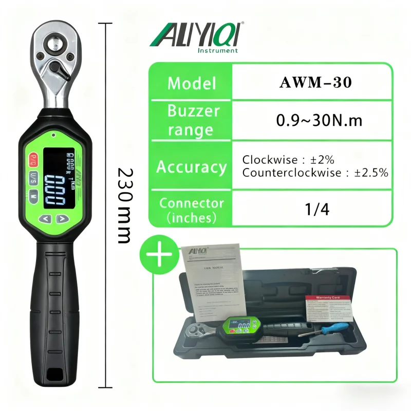 AWM-10,30,60 100 135 N.M 1/4 3/8 1/2 In.ch Screen  Regular Display Mini Digital Torque Wrench Bicycle Repair Hand Tools