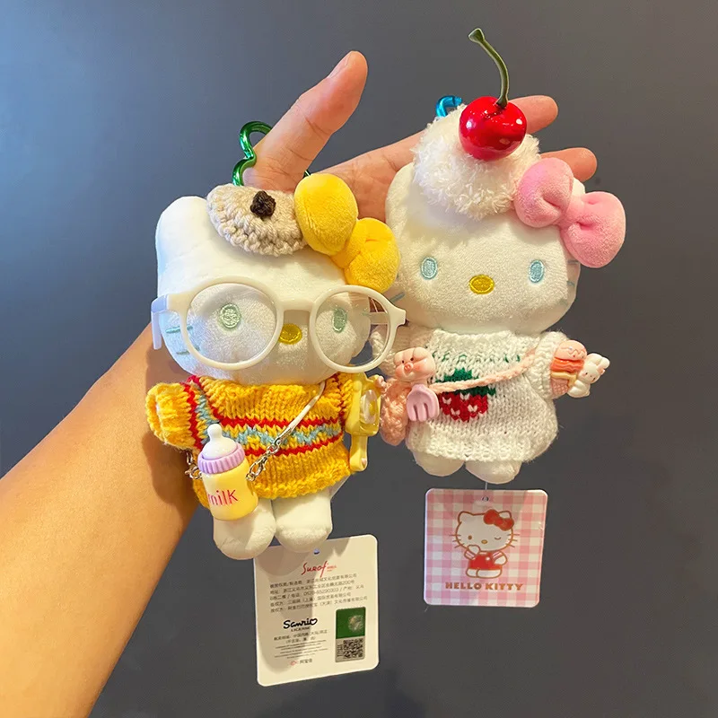 

Kawaii Hellokitty Mini Pendant Cute Cartoon Plush Doll Bag Hanging Ornament Kt Cat Keychain Sweet Exquisite Holiday Gift