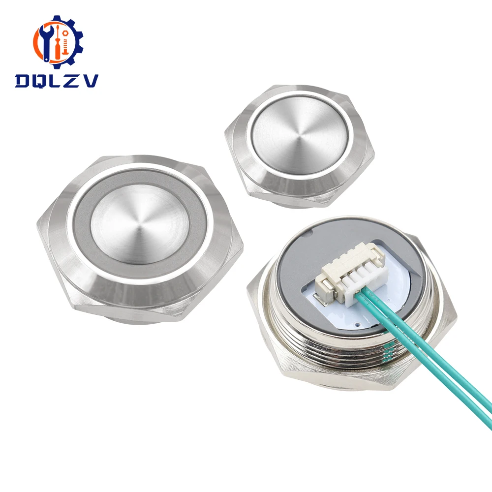 16/19/22mm With wires Short Stroke Waterproof Metal Push Button Switch 1NO Momentary Self Reset Led Light 12-24V