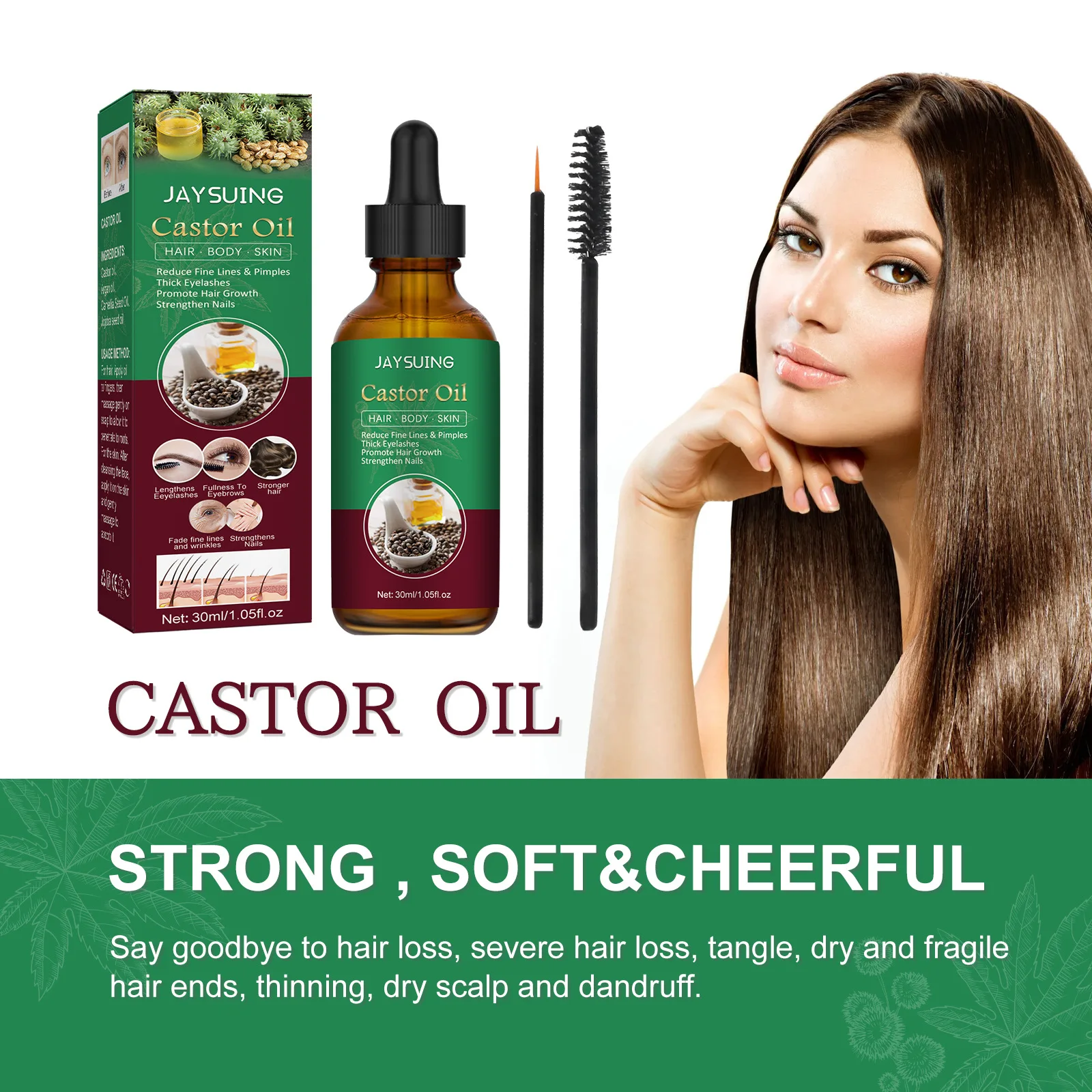 Hair castor oil moisturizes and cares for hair, multi-functional skin care essence
