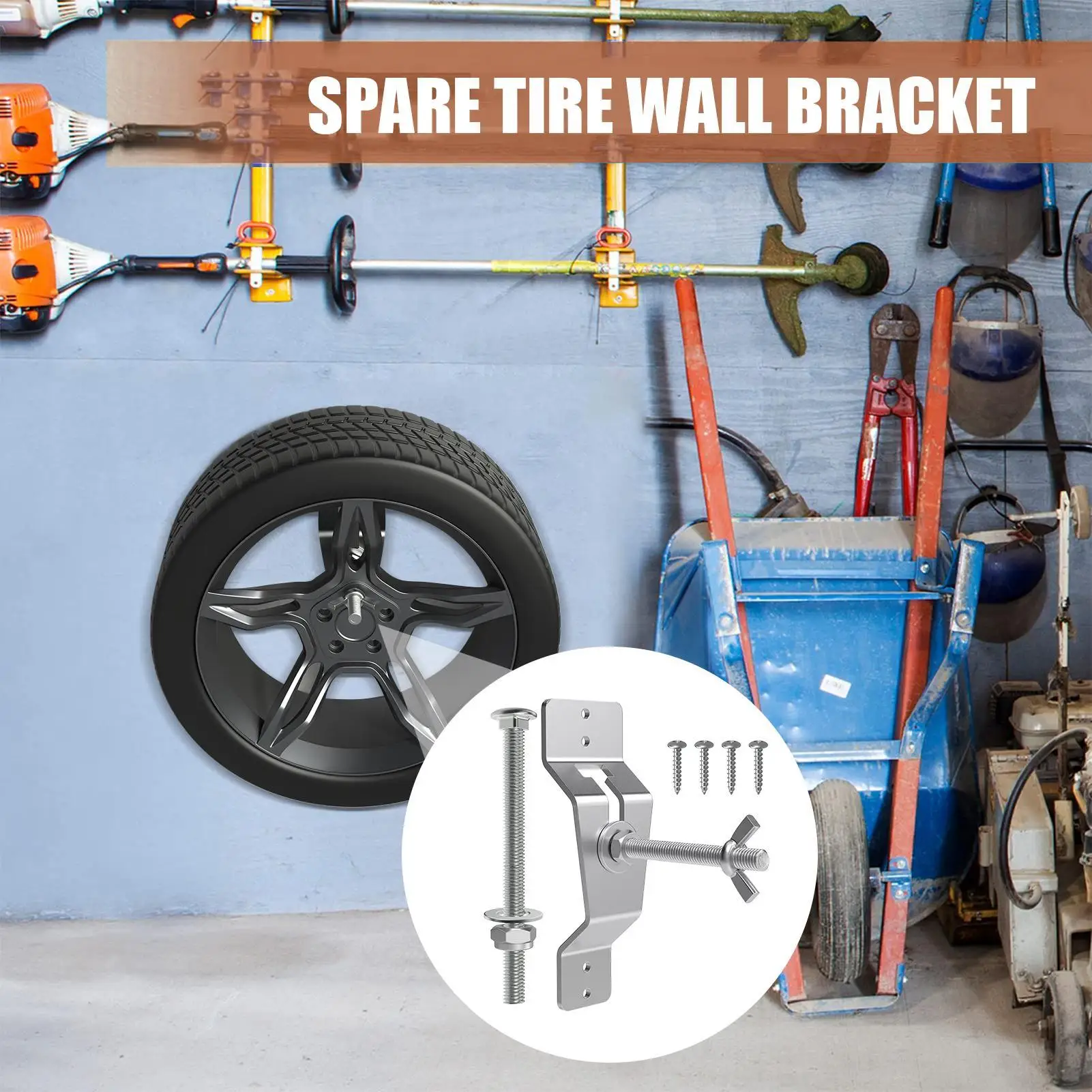

Настенный кронштейн для запасного колеса прицепа, закрытый кронштейн для запасного колеса прицепа из нержавеющей стали, настенное крепление, держатель для запасного колеса