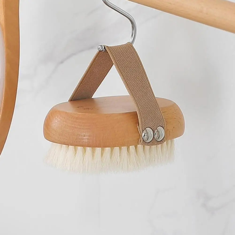 Nylon Wool Bath Brush Bath Brush with Beech Wood Handle Soft Nylon Bristles Exfoliating Shower Brush Hanging Design for Gentle