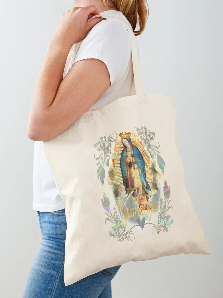 Our Lady of Guadalupe Mexican Virgin Mary Mexico Angels Tilma 20-107 Tote Bag eco bag folding tote bag women Canvas