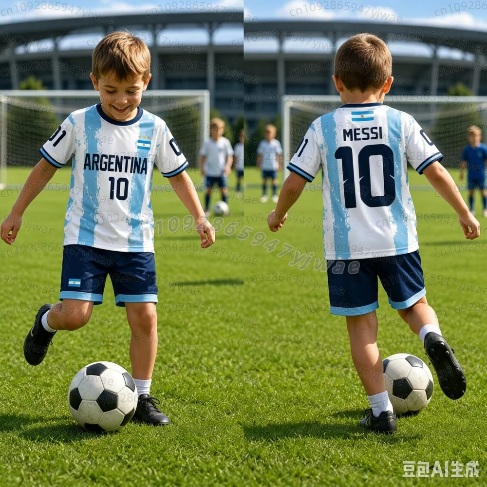 2026 Harajuku Argentina Special Messi 10 Football Jersey Shorts Tee Set Women Men Kids Shirt And Shorts Summer Fans 2 Piece Sets