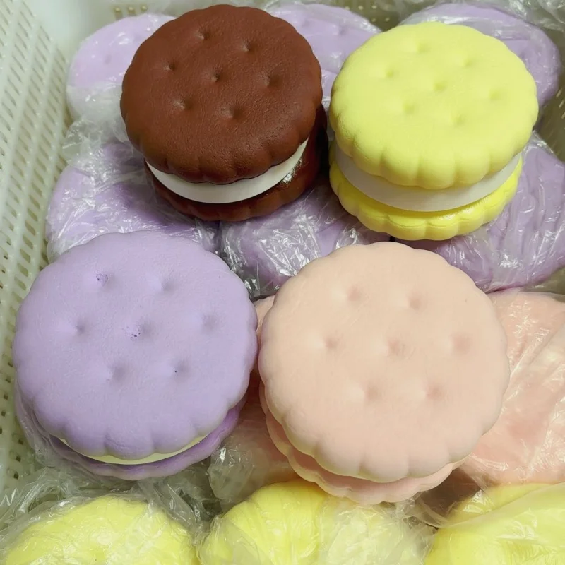 9cm Slow Rising Squishy Toys, 3 Layers Super Soft Realistic Sandwich Cookie Squeeze Toy, Food Squishies for Stress Relief