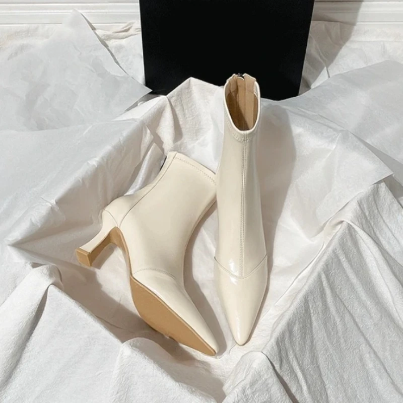 

Ladies Elegant Ankle Boots for Women Fashion Back Zippers Short Boots Female Thin High Heel Autumn Women's Fashion Boots