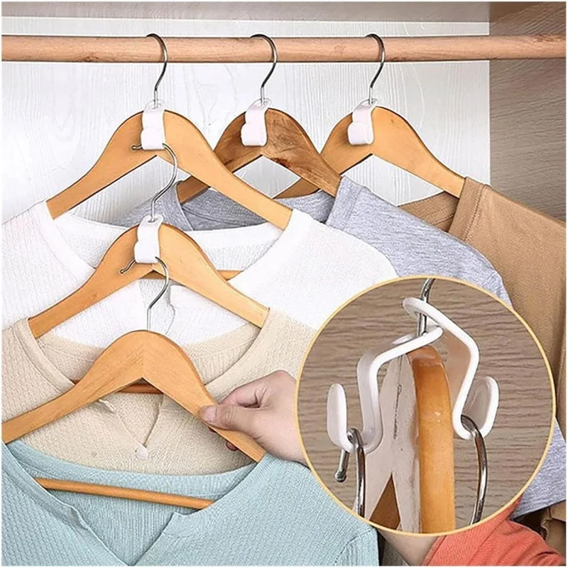 30/60pcs Clothes Hanger Connecting Hook Superimposed Storage Connecting Buckle Wardrobe Storage Device Clamp Random Color.
