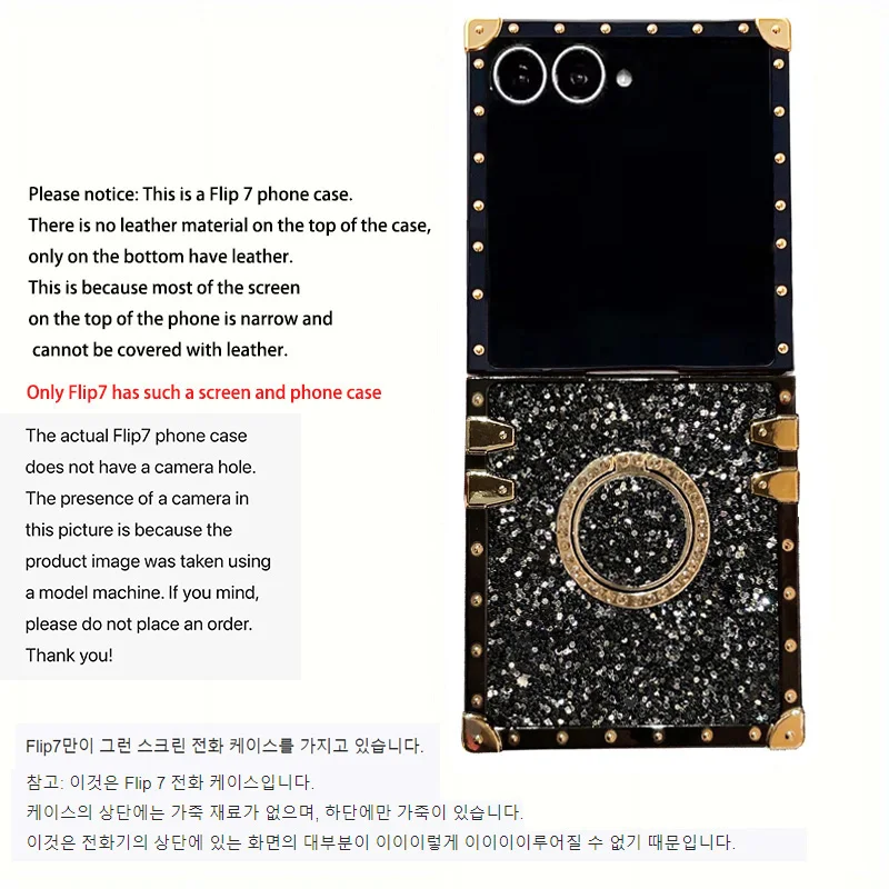 Luxuriöse künstliche Glitzer-Strass-Leder-Handyhülle für Samsung Galaxy Z Flip 8 7 6 5 4 3 Flip7 FE mit glänzendem Halter. – Detail 9