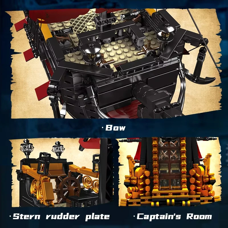 MOULD KING 13109 Technical MOC Pirates Ship Building Blocks Bricks Red Ship Model Puzzle Assembly Toys Christmas Gift For Kids