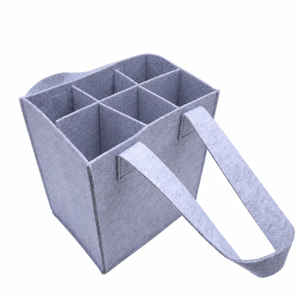 Portable 6 Cups Wine Carrier Reusable Foldable Wine Storage Tote Bag Large Capacity Bottle Holder Delivery
